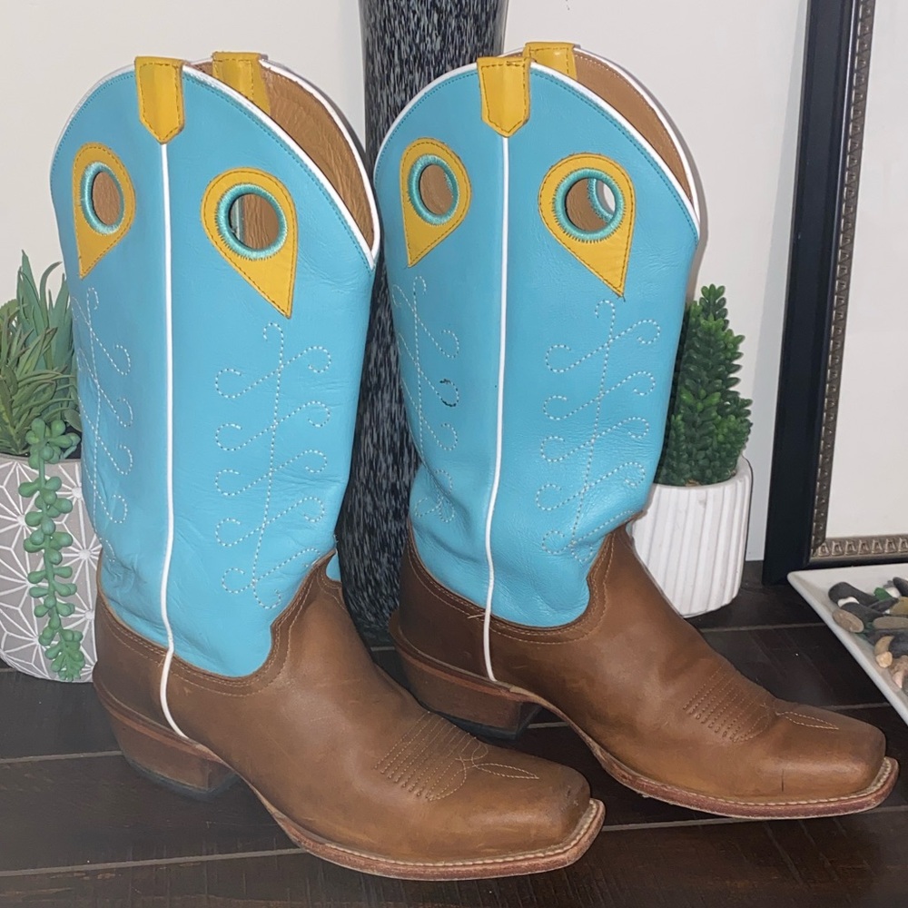 Justin Boots Hattie Saddle Western Boots Women’s Size 10B Square Toe